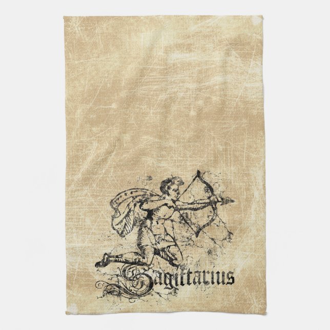 Vintag Zodiac Sagittarius Geschirrtuch (Vertikal)