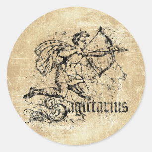 Vintag Zodiac Sagittarius Runder Aufkleber