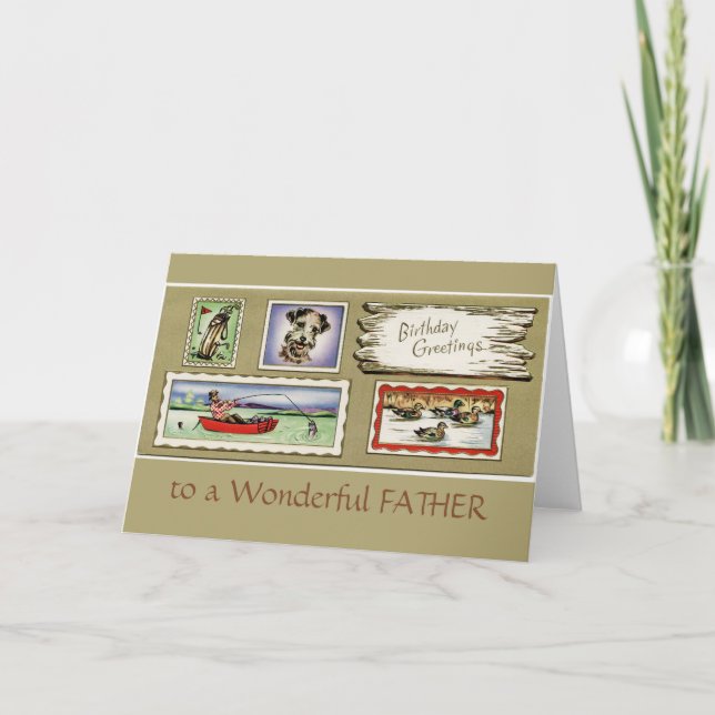Vintag zu einem wunderbaren Vater zum Geburtstag Karte (Vorderseite)