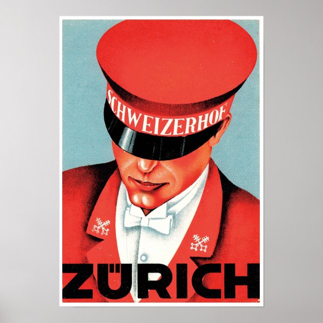 Vintag Zürich Hotel Reisewerbung Poster (Vorne)