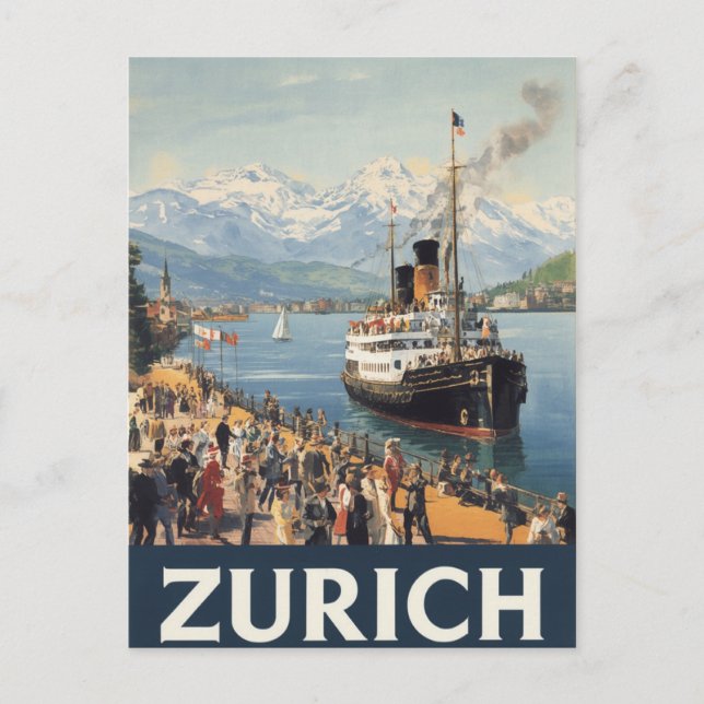 Vintag Zürich Schweiz Reisen Postkarte (Vorderseite)