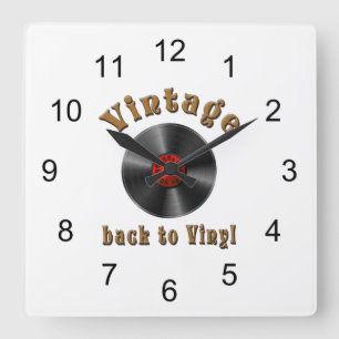Vintag - Zurück zu Vinyl ist der Rekord zurück Quadratische Wanduhr