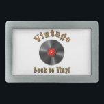 Vintag - Zurück zu Vinyl ist der Rekord zurück Rechteckige Gürtelschnalle<br><div class="desc">Das Bild zeigt eine Schallplatte,  eine Art physikalisches Tonaufzeichnungsformat aus Vinyl Material. Der Begriff "zurück zu den Grundlagen" schlägt eine Rückkehr zu älteren,  traditionellen Formen vor. Das Gefühl der Nostalgie für die Musik und der Wunsch,  dass die Vergangenheit wieder aktuell wird</div>