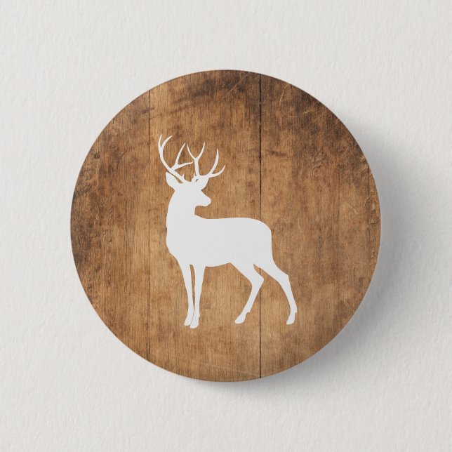 Vintaga Beauty Wood & Deer Button (Vorderseite)