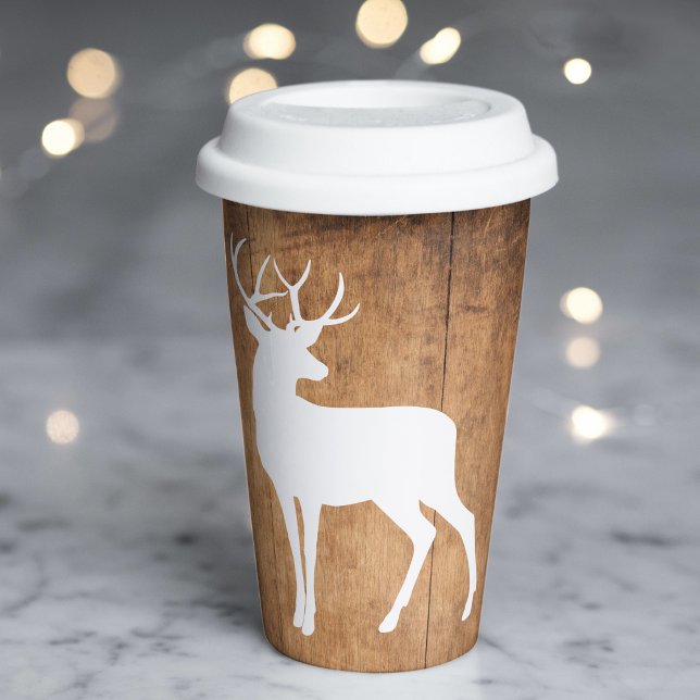 Vintaga Beauty Wood & Deer Pappbecher (Von Creator hochgeladen)