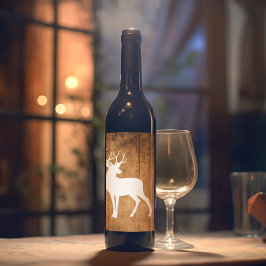 Vintaga Beauty Wood & Deer Weinetikett
