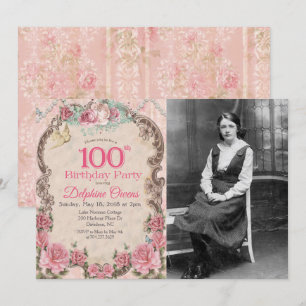 Vintage 100. Geburtstagseinladung Centenarian Einladung