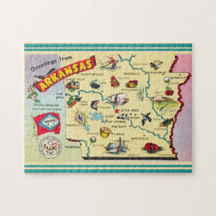 Vintage 11x14 Arkansas Staatskarte Puzzle