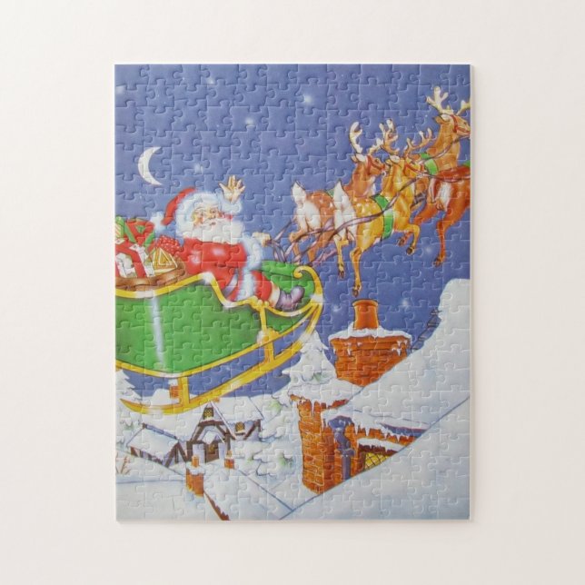 Vintage 11x14 Weihnachtsschlitten Puzzle (Vertikal)