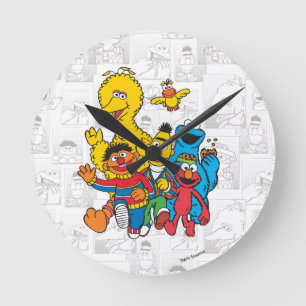 Vintage 123 Sesamstraße Runde Wanduhr
