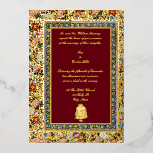 Vintage 1618 Elegante indische Blumshochzeit Folieneinladung