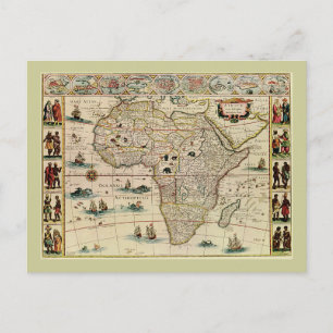Vintage 1660’s Africa Map by Willem Janszoon Blaeu Postkarte