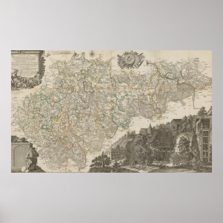 Vintage 1757 Karte von Deutschland, Historisches D Poster