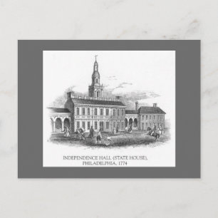 Vintage 1774 Independence Hall Philly Pa. Postkart Postkarte