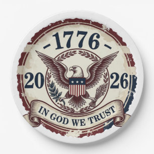 Vintage 1776 Adler-Abzeichen Patriotisch Pappteller