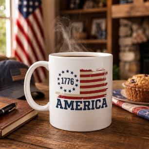 Vintage 1776 America Distressed Flagge Kaffeetasse