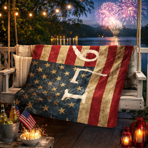 Vintage 1776 Amerikanische Flagge Patriotisch  Fleecedecke