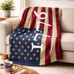 Vintage 1776 Amerikanische Flagge Patriotisch  Fleecedecke