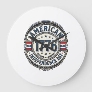 Vintage 1776 Amerikanischer Unabhängigkeitstag-Shi Große Wanduhr