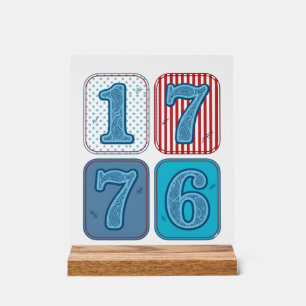 Vintage 1776 patriotisches Patchwork Acrylschild