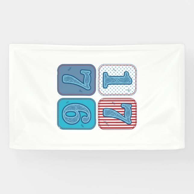 Vintage 1776 patriotisches Patchwork Banner (Horizontal)