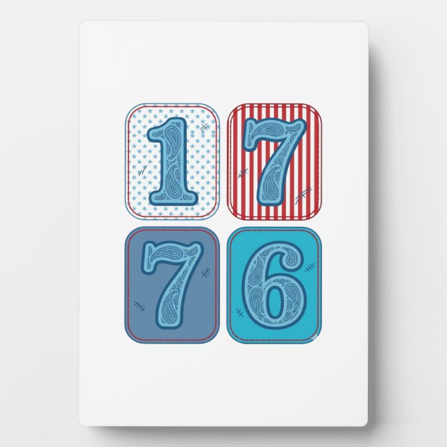 Vintage 1776 patriotisches Patchwork Fotoplatte (Vorderseite)