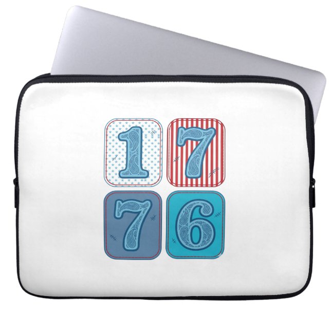 Vintage 1776 patriotisches Patchwork Laptopschutzhülle (Vorderseite)