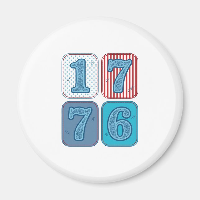 Vintage 1776 patriotisches Patchwork Magnet (Vorne)