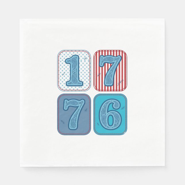 Vintage 1776 patriotisches Patchwork Serviette (Vorderseite)