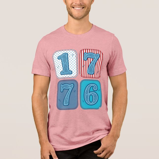 Vintage 1776 patriotisches Patchwork Tri-Blend Shirt (Vorderseite)