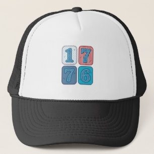 Vintage 1776 patriotisches Patchwork Truckerkappe