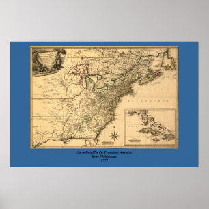 Vintage 1777 American Colones Map by Phelipleder Poster
