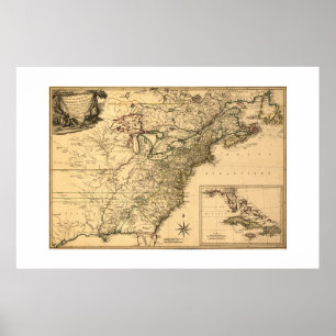 Vintage 1777 American Colones Map by Phelipleder Poster