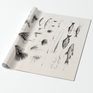 Vintage 1800er Angeln Fliegenfischen Fliegen Alte Geschenkpapier