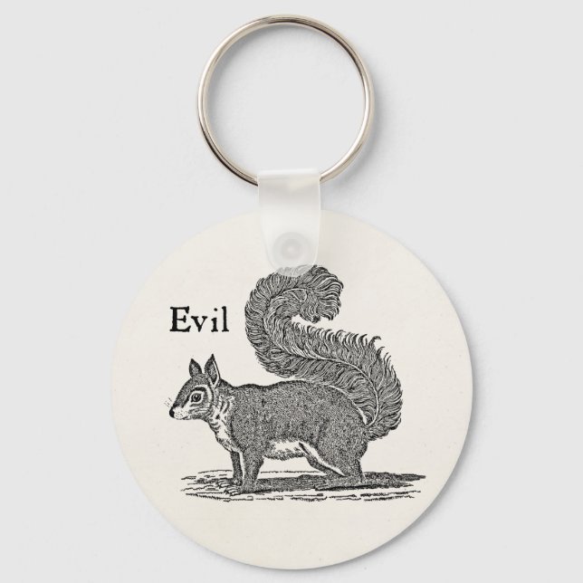Vintage 1800er Evil Squirrel Illustration Schlüsselanhänger (Vorderseite)