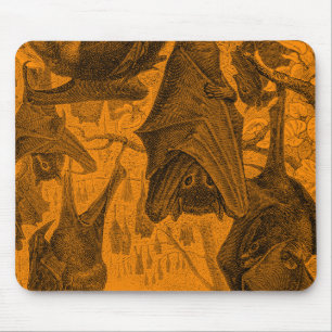 Vintage 1800er Flughund Retro Vorlage Orange Mousepad