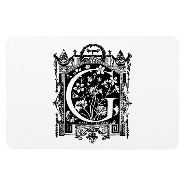 Vintage 1800er-Letter-G-Monogramm-Illustration Magnet (Horizontal)