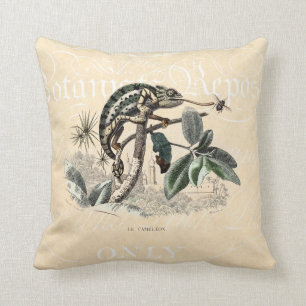 Vintage 1800s Chamäleon-Eidechsen-Retro Chamäleone Kissen