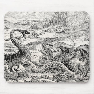 Vintage 1800s Dinosaurier-Illustration - Mousepad