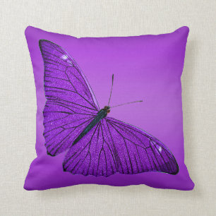 Vintage 1800s dunkler lila Schmetterling auf Lila Kissen