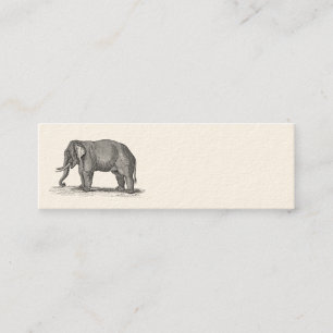 Vintage 1800s Elefant-Illustration - Elefanten Mini Visitenkarte
