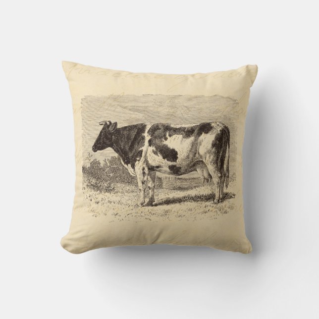 Vintage 1800s große niederländische Kuh-Retro Kühe Kissen (Vorderseite)