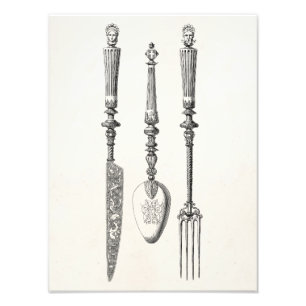 Vintage 1800s Knife Fork Spoon Knives Old Cutlery Fotodruck