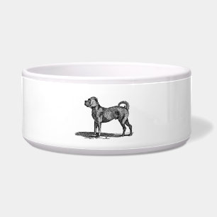 Vintage 1800s Mops-Hundeillustration - Hunde Napf