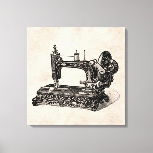 Vintage 1800s Nähmaschine-Illustration Leinwanddruck
