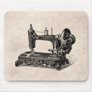 Vintage 1800s Nähmaschine-Illustration Mousepad