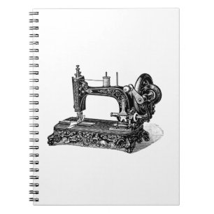 Vintage 1800s Nähmaschine-Illustration Notizblock