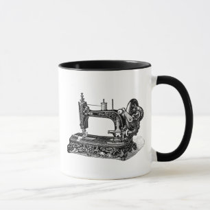 Vintage 1800s Nähmaschine-Illustration Tasse