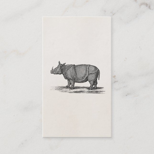 Vintage 1800s Nashorn-Illustration - Rhino Visitenkarte (Vorderseite)