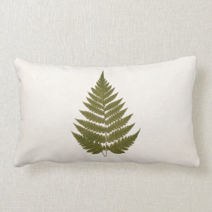 Vintage 1800s olivgrünes Grün-Farn-Blatt-Schablone Lendenkissen